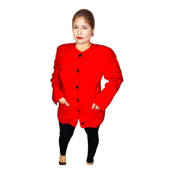 Nina Ricci Paris Vintage Boutique Red Cashmere Wool Coat Size 38 Rare Excellent - Picture 10 of 10